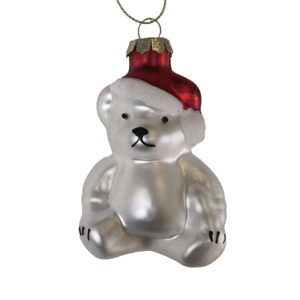 Ziemassvētku rotājums JOY BEAR 8cm, stikls
