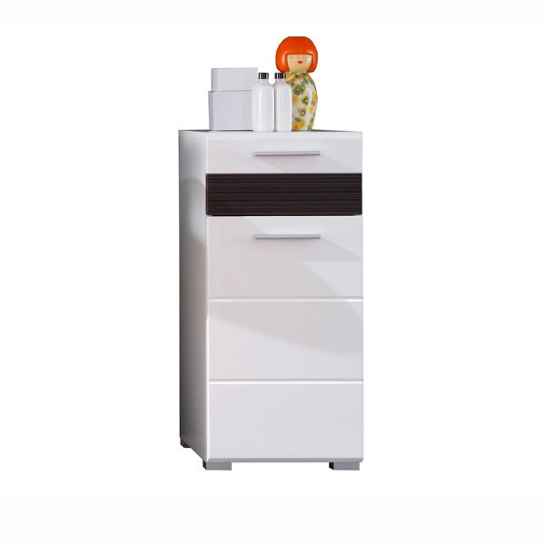 Bathroom cabinet MEZZO 37x31xH79cm, white/dark oak