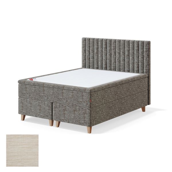 Continental bed 8 legs BLACK CONTINENTAL MANGO 160x200cm, firm, light beige