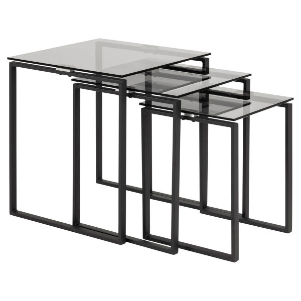 Coffee tables 3pcs KATRINE 50x50xH55cm, 43x43xH50cm, 36x36xH45cm, grey
