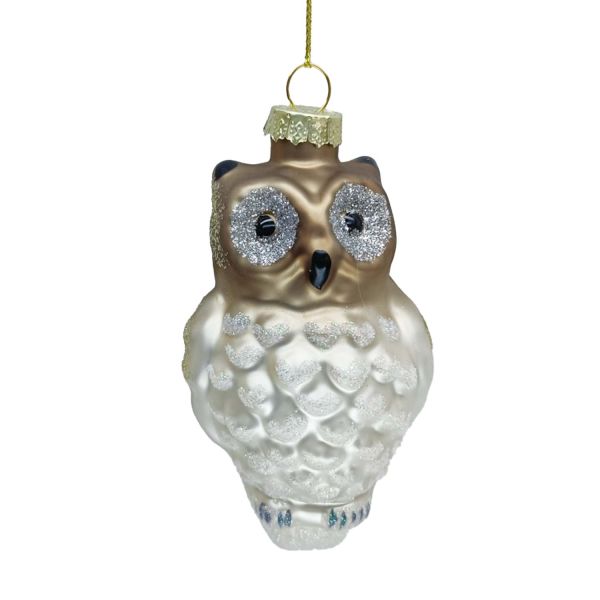 Ziemassvētku rotājums JOY OWL 11cm, stikls