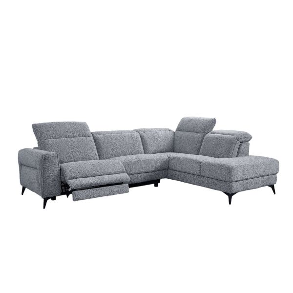 Угловой диван LUISA ПУ, электрореклайнер, серый
