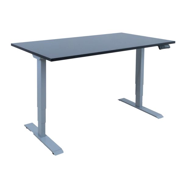 Desk ERGO with 2 motor 140x80xH60-125cm, black/silver grey