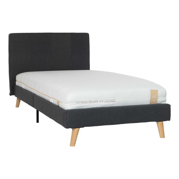 Gulta JUNO 90x200cm, ar matraci KUKKA DUO 11 ZONE, pelēka