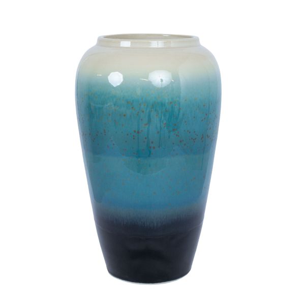 Ceramic vase TITAN STONE H37cm, white/blue