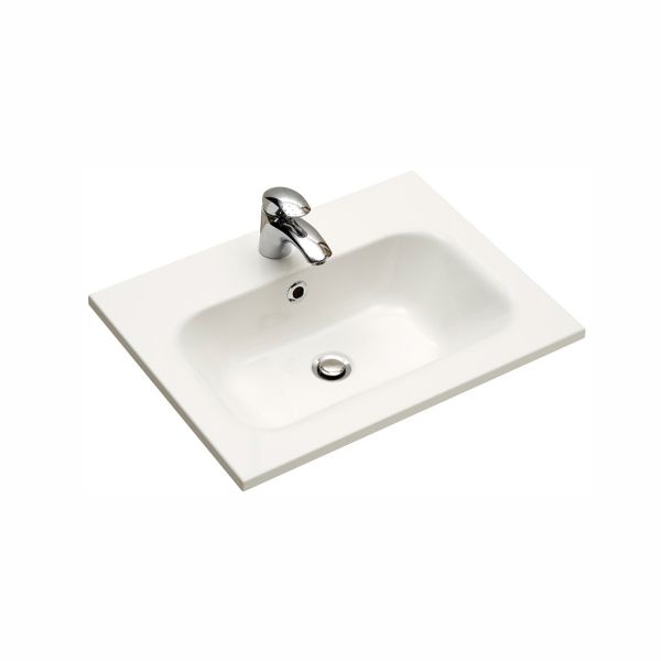 Mineral marble washbasin 980, 61x46xH2cm, white