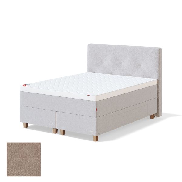 Continental bed with drawer BLACK CONTINENTAL CLIFF 160x200cm, firm, beige
