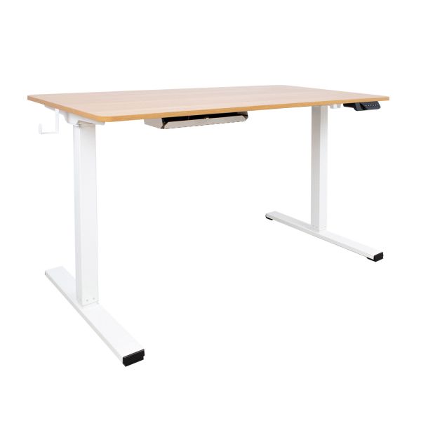 Desk ERGO with 1 motor 120x60xH73-121cm, oak/white