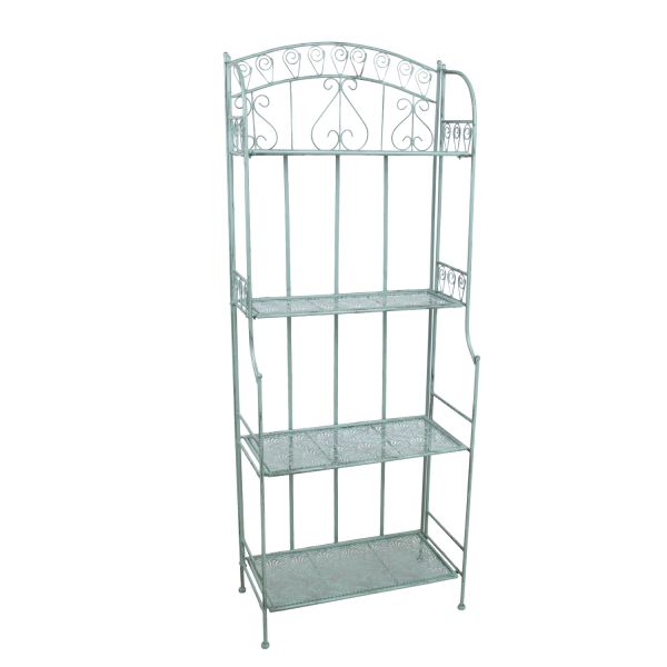Shelf MINT 60x32xH156cm, antique green metal
