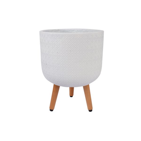 Puķu pods SELENA D30xH39.5cm ar koka kājām, balts