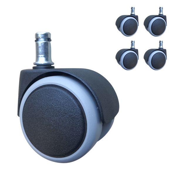 Biroja krēsla riteņi 5.gb / komplektā, dia.50mm, smaile: 11mm, riteņa bremzes