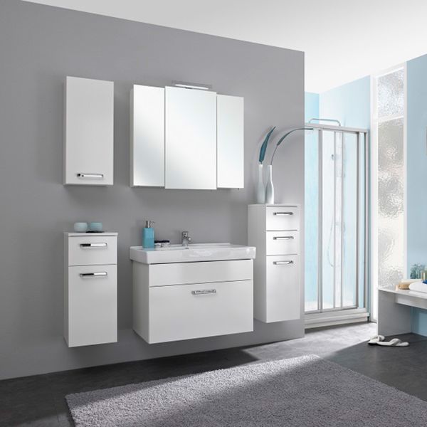 Bathroom set with washbasin 312 white gloss, LED