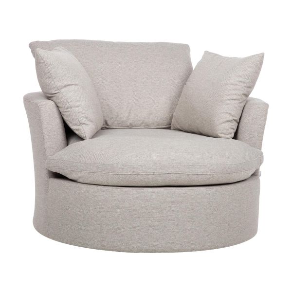 Armchair FLUFFY swivel 110x105xH65/86cm, light grey