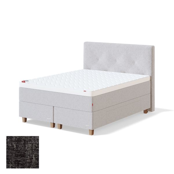 Continental bed with drawer BLACK CONTINENTAL AVOLA 160x200cm, firm, dark grey