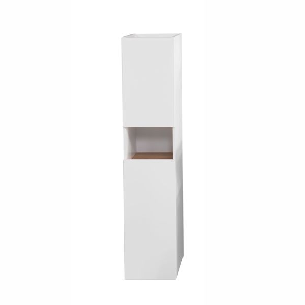 Tall bathroom cabinet 947, 30x33xH140cm, white gloss/oak