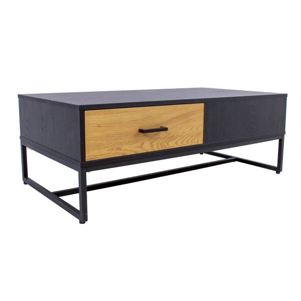 Coffee table AMSTERDAM 110x60xH40cm, oak/black