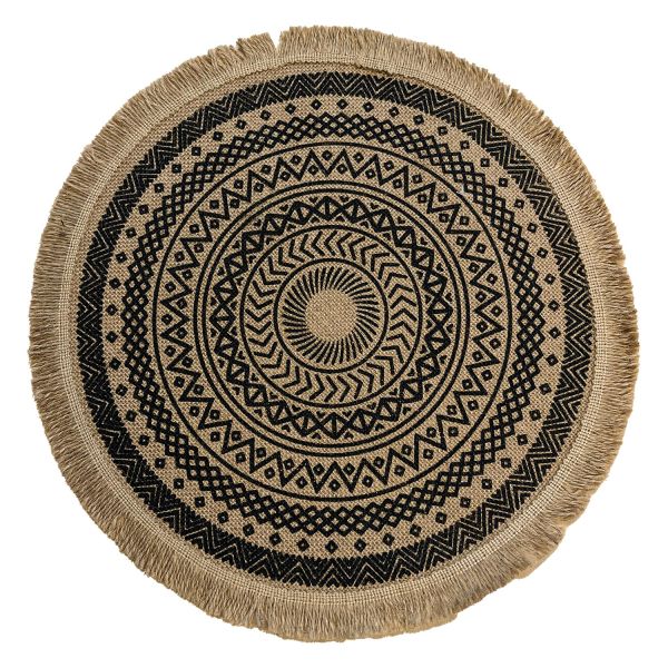 Placemat SOL D41cm, black pattern, mix