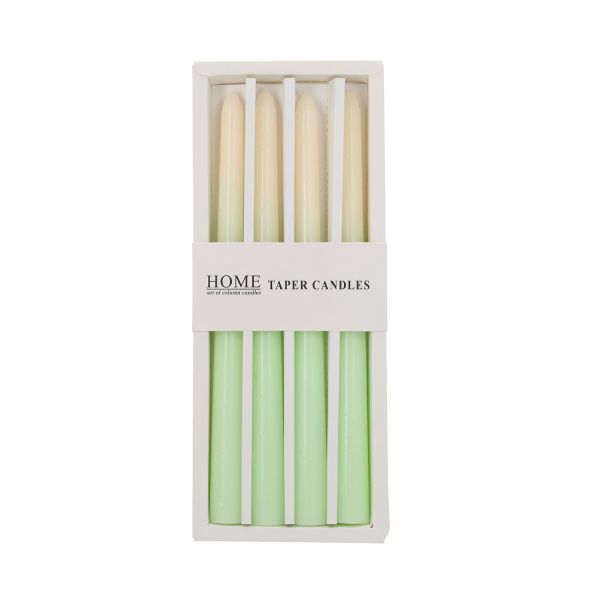 Antīka svece CAROLA 4gab. 25cm zaļa/balta perlamutra