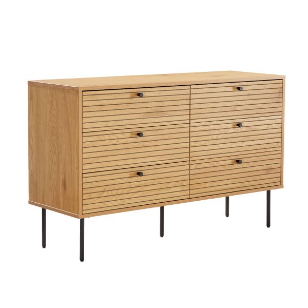 Kumode LINE 120x40xH75cm, melamīns ar ozola rakstu