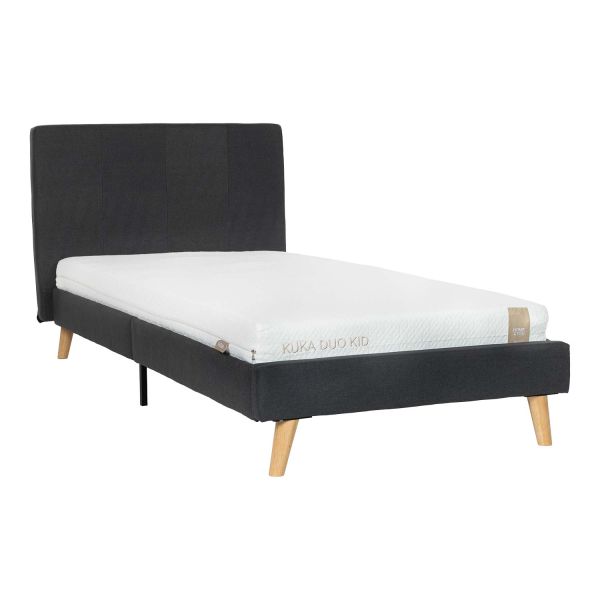 Кровать JUNO 90x200см, с матрасом KUKA DUO KID, серый