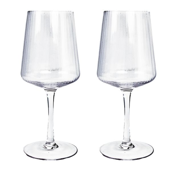 Wine goblets 2pcs STRIPE POLAR H21,7cm 390ml, transparent glass