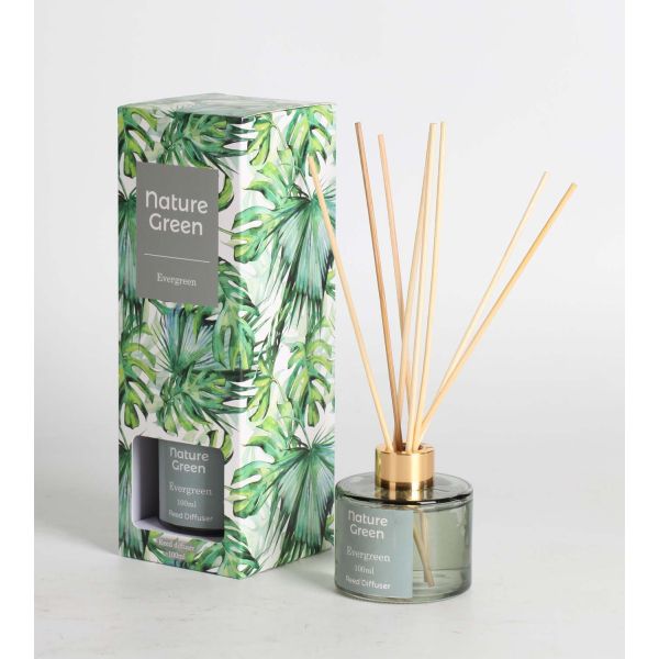 Mājas smarža ar kociņiem NATURE GREEN 100ml, Evergreen