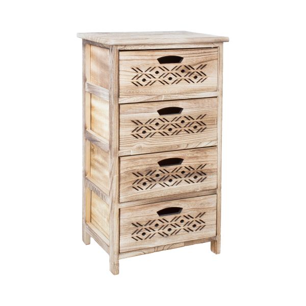 Kumode MIHKLI ar 4 uzglabāšanas nodalījumiem 40x29x73cm, dabīga