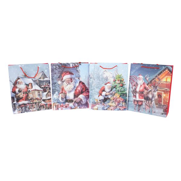 Подарочный пакет SANTA M, 26x32x10см, микс