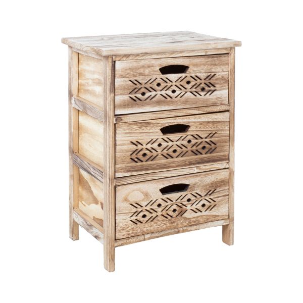 Kumode MIHKLI ar 3 uzglabāšanas nodalījumiem 40x29x58cm, dabīga