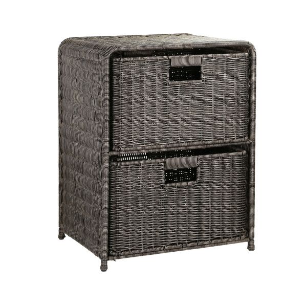 Shelf with 2 baskets BASILE 40x30xH53cm, dark