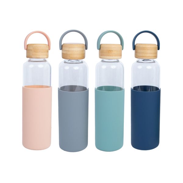 Dzeramā pudele GLASS H22,5cm 550ml, stikls, bambusa vāciņš