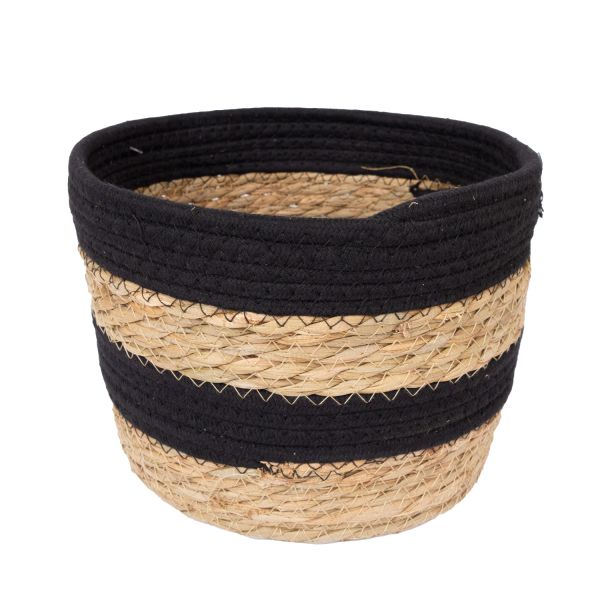 Корзина KENIA-3, D26xH18см, натуральный/черный