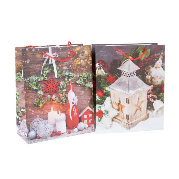 Подарочный пакет SHINE M, 26x32x12см, микс