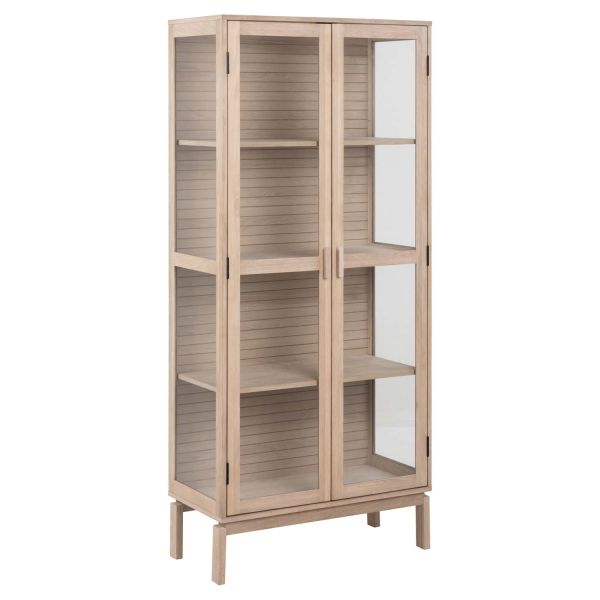 Vitrīnas skapis LINLEY 80x40xH180cm, bēšs