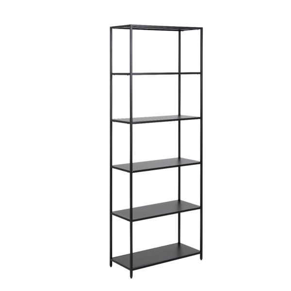 Grāmatu plaukts NEWCASTLE, 5-plaukti, H185cm, melns tērauds
