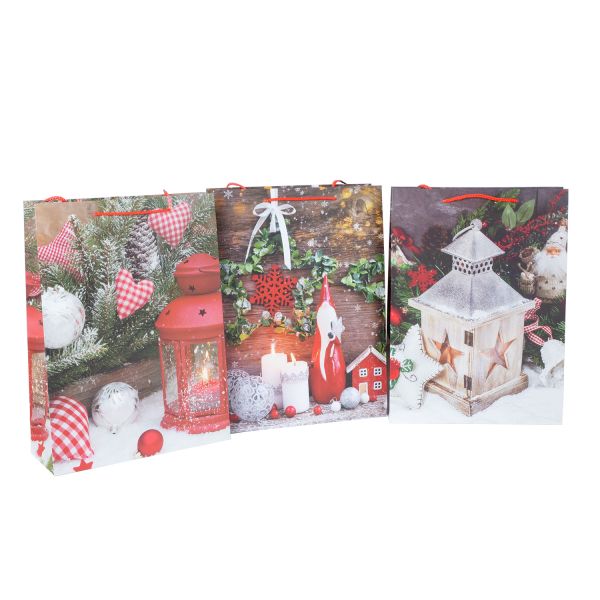 Подарочный пакет SHINE L, 31x42x12см, микс