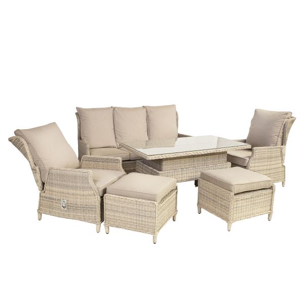 Dārza mēbeļu komplekts BASEL galds, dīvāns, 2 krēsli, 2 pufi