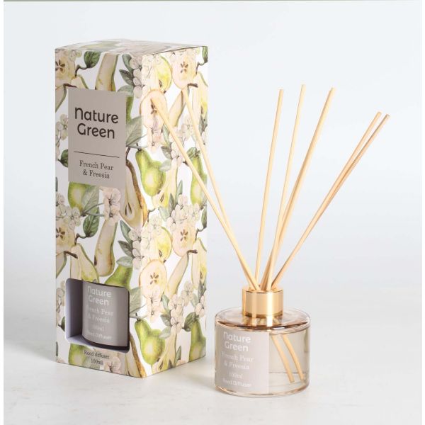 Mājas smarža ar kociņiem NATURE GREEN 100ml, French Pear & Freesia