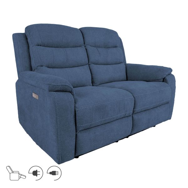 Dīvāns-recliner MIMI 2-vietīgs elektriskais, zils