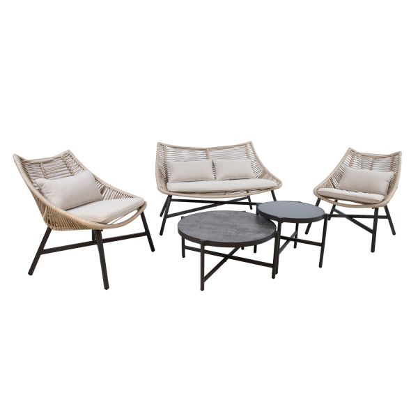 Комплект садовой мебели HELSINKI диван, 2 стула и 2 стола, бежевый