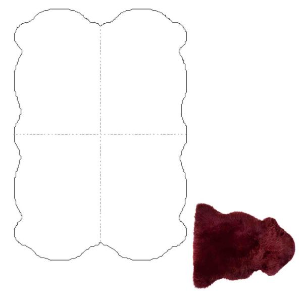 Ковёр из шкуры овцы MERINO M 4x, 90x180см, винно-красный