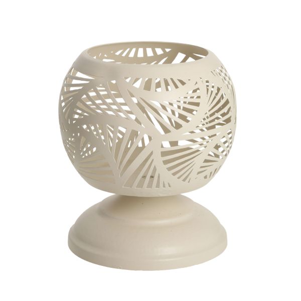 Candle holder SANDY 15x15xH16cm, antique white metal