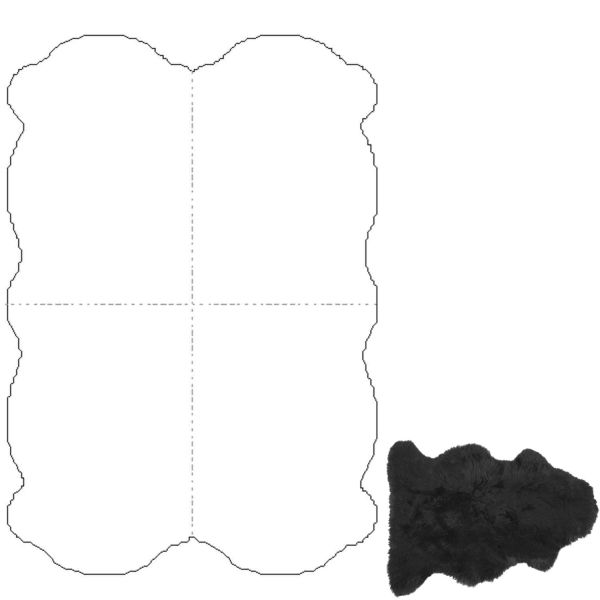 Ковёр из шкуры овцы MERINO M 4x, 90x180см, чёрный