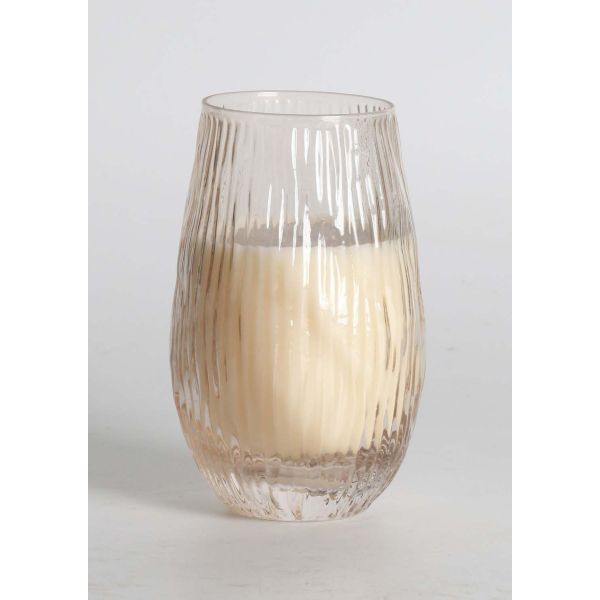 Scented candle in glass NATURE GREEN H13,5cm, French Pear & Freesia