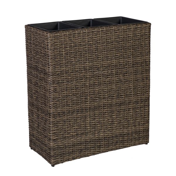Контейнер для цветов WICKER 77x22xH80см, тёмно-коричневый