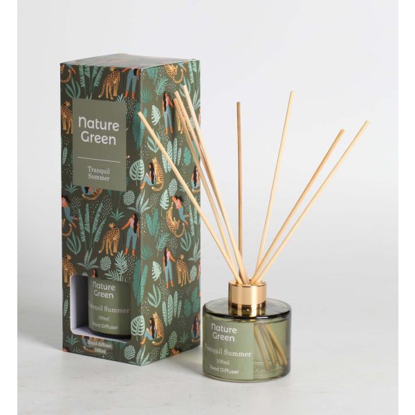 Mājas smarža ar kociņiem NATURE GREEN 100ml, Tranquil Summer