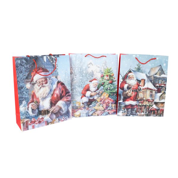 Подарочный пакет SANTA L, 31x40x12см, микс
