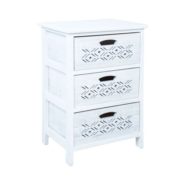 Kumode MIHKLI ar 3 uzglabāšanas nodalījumiem 40x29x58cm, balta