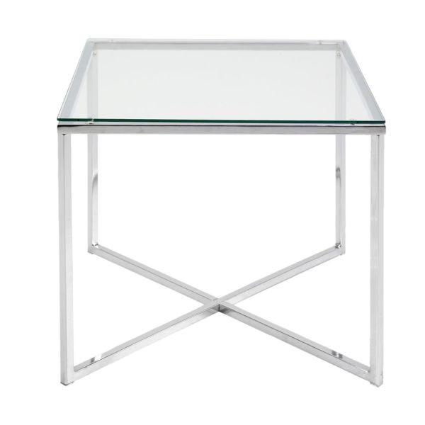 Side table CROSS 50x50xH45cm, glass