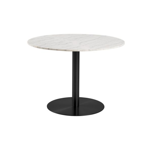 Ēdamistabas galds CORBY D105xH75cm, balts marmors/melns